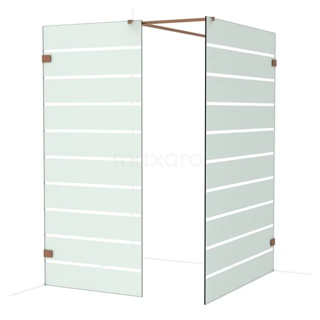 Diamond Inloopdouche | 140x90 cm Glanzend koper Helder met matte strepen 2 vaste wanden IDB0914526GKP Diamond Inloopdouche | 140x90 cm Glanzend koper Helder met matte strepen 2 vaste wanden IDB0914526GKP