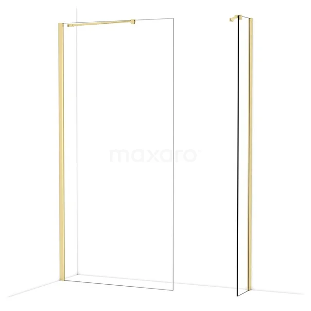 Diamond Inloopdouche | 100x30 cm Glanzend lichtgoud Helder glas 2 vaste wanden IDB1003410GLG Diamond Inloopdouche | 100x30 cm Glanzend lichtgoud Helder glas 2 vaste wanden IDB1003410GLG