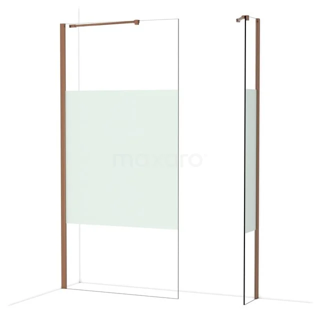 Diamond Walk-in shower | 100x30 cm Glanzend koper Clear with matt strip 2 fixed walls IDB1003413GKP Diamond Walk-in shower | 100x30 cm Glanzend koper Clear with matt strip 2 fixed walls IDB1003413GKP