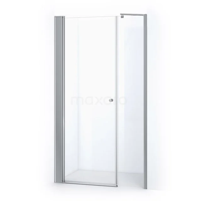 Glasene Duschtür mit mattsilberner Umrahmung, schlankes Design, ideal für moderne Bäder.