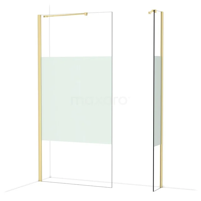 Glas Duschwand mit matt Gold Rahmen, minimalistisches Design, teilweise Mattglas, ideal für eine moderne Badezimmer Einrichtung.