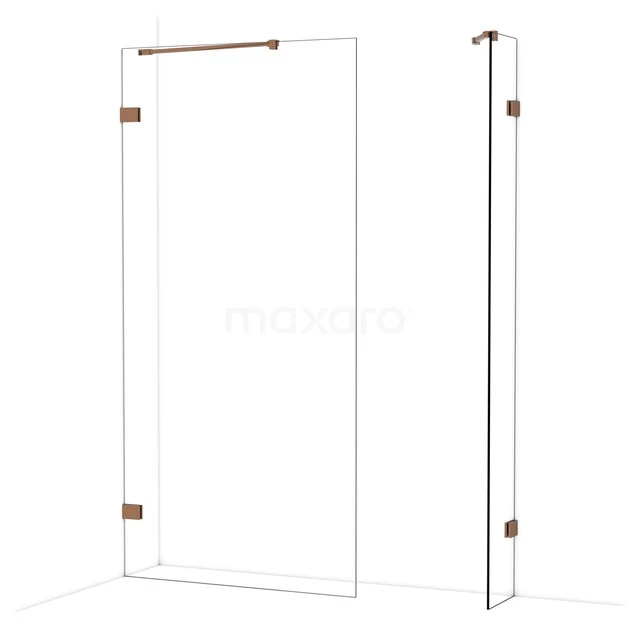 Diamond Inloopdouche | 100x30 cm Glanzend koper Helder glas 2 vaste wanden IDB1003420GKP Diamond Inloopdouche | 100x30 cm Glanzend koper Helder glas 2 vaste wanden IDB1003420GKP