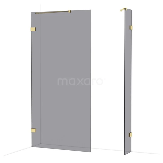 Glas Duschwand mit Gold Scharnieren, modernes Design, ideal für eine stilvolle Badezimmergestaltung.