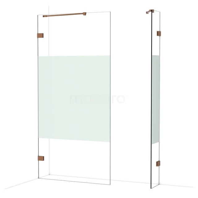 Diamond Walk-in shower | 100x30 cm Glanzend koper Clear with matt strip 2 fixed walls IDB1003423GKP Diamond Walk-in shower | 100x30 cm Glanzend koper Clear with matt strip 2 fixed walls IDB1003423GKP