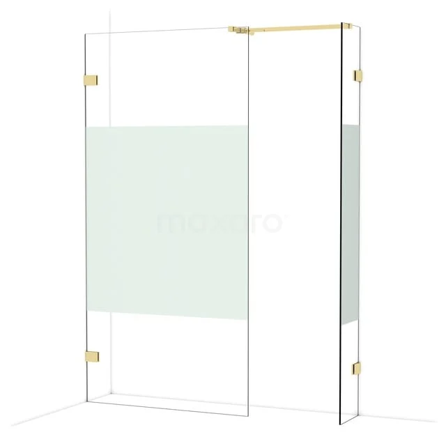 Diamond Walk-in shower | 100x30 cm Glanzend lichtgoud Clear with matt strip 2 fixed walls IDB1003523GLG Diamond Walk-in shower | 100x30 cm Glanzend lichtgoud Clear with matt strip 2 fixed walls IDB1003523GLG