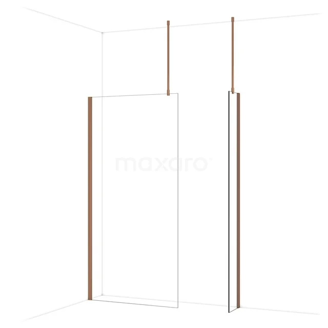 Diamond Inloopdouche | 100x30 cm Glanzend koper Helder glas 2 vaste wanden IDB1003910GKP Diamond Inloopdouche | 100x30 cm Glanzend koper Helder glas 2 vaste wanden IDB1003910GKP
