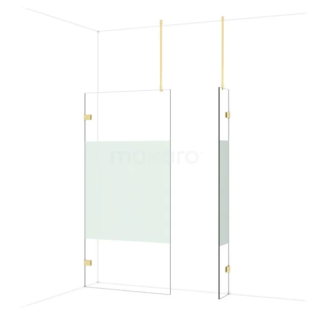 Diamond Walk-in shower | 100x30 cm Glanzend lichtgoud Clear with matt strip 2 fixed walls IDB1003923GLG Diamond Walk-in shower | 100x30 cm Glanzend lichtgoud Clear with matt strip 2 fixed walls IDB1003923GLG