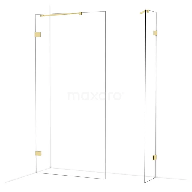 Begehbare Duschen IDB1004420GLG Glasene Duschwand mit goldfarbenen Scharnieren, luxuriöses Design, ideal für moderne Bäder.