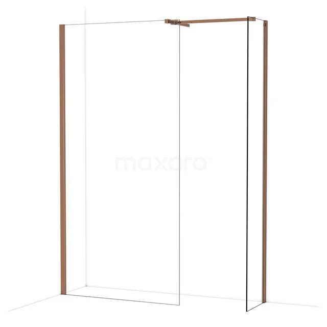 Begehbare Duschen IDB1004510GKP Elegante Duschwand mit kupferfarbenen Profilen, minimalistisches Design und Klarglas für eine stilvolle Badezimmer Einrichtung.