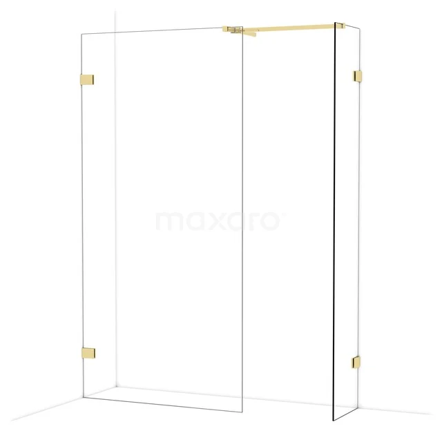 Diamond Walk-in shower | 100x40 cm Glanzend lichtgoud Clear glass 2 fixed walls IDB1004520GLG Diamond Walk-in shower | 100x40 cm Glanzend lichtgoud Clear glass 2 fixed walls IDB1004520GLG
