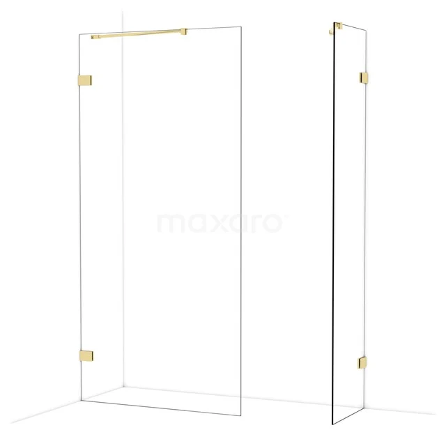 Begehbare Duschen IDB1005420GLG Glasene Duschwand mit goldenen Scharnieren, modernes Design, ideal für ein stilvolles Badezimmer.