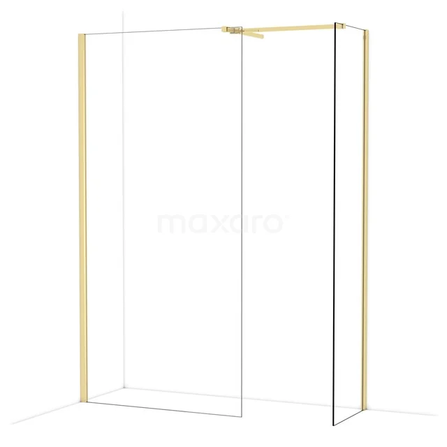 Golden shower wall made of glass with a minimalist design, ideal for a modern bathroom.