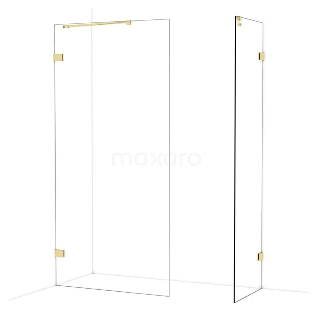 Diamond Inloopdouche | 100x60 cm Glanzend lichtgoud Helder glas 2 vaste wanden IDB1006420GLG Diamond Inloopdouche | 100x60 cm Glanzend lichtgoud Helder glas 2 vaste wanden IDB1006420GLG