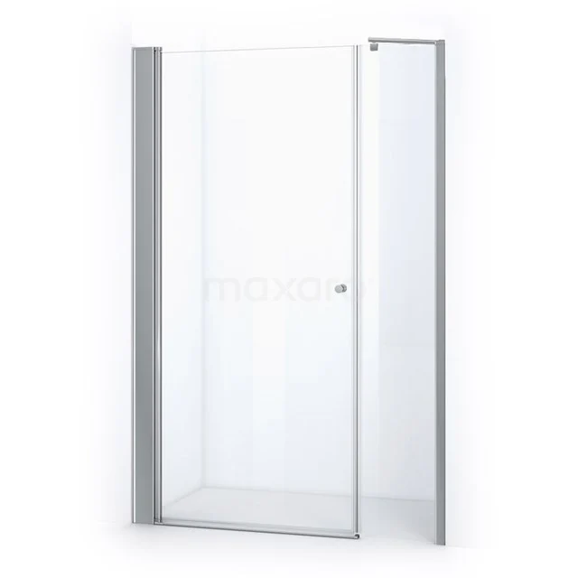 Glas Duschkabine mit Drehtür, schlank silberfarbenes Rahmen, ideal für ein modernes Badezimmer.