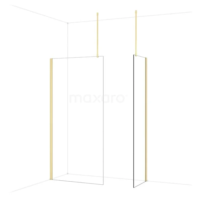 Diamond Inloopdouche | 100x60 cm Glanzend lichtgoud Helder glas 2 vaste wanden IDB1006910GLG Diamond Inloopdouche | 100x60 cm Glanzend lichtgoud Helder glas 2 vaste wanden IDB1006910GLG
