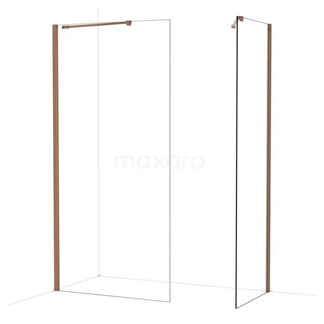 Diamond Walk-in shower | 100x70 cm Glanzend koper Clear glass 2 fixed walls IDB1007410GKP Diamond Walk-in shower | 100x70 cm Glanzend koper Clear glass 2 fixed walls IDB1007410GKP