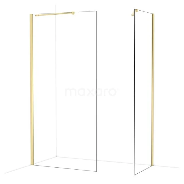 Diamond Walk-in shower | 100x70 cm Glanzend lichtgoud Clear glass 2 fixed walls IDB1007410GLG Diamond Walk-in shower | 100x70 cm Glanzend lichtgoud Clear glass 2 fixed walls IDB1007410GLG