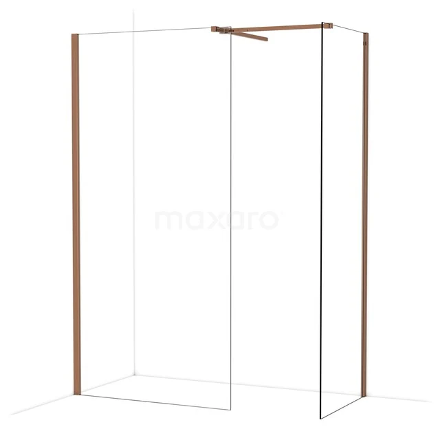 Douchecabine met helder glas en mat gouden profielen, moderne stijl voor een luxe badkamer.