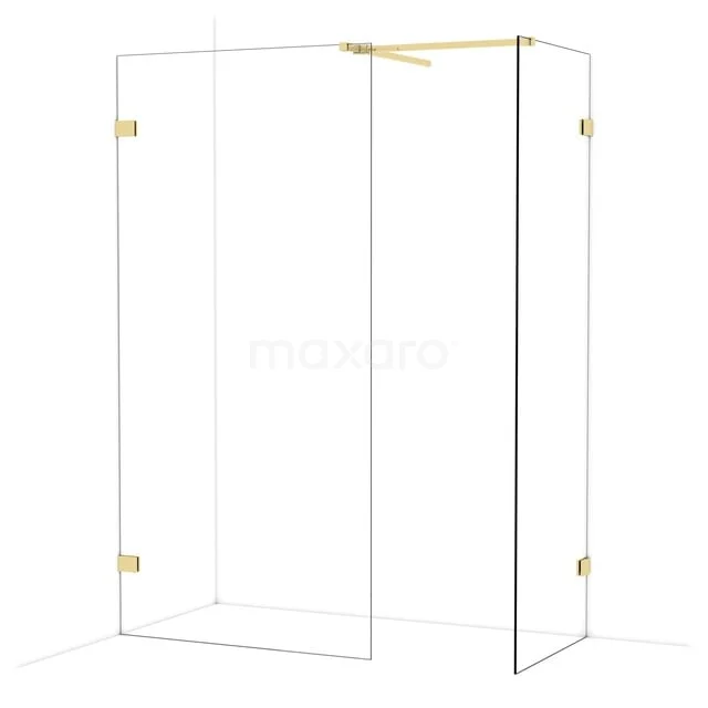 Diamond Walk-in shower | 100x70 cm Glanzend lichtgoud Clear glass 2 fixed walls IDB1007520GLG Diamond Walk-in shower | 100x70 cm Glanzend lichtgoud Clear glass 2 fixed walls IDB1007520GLG
