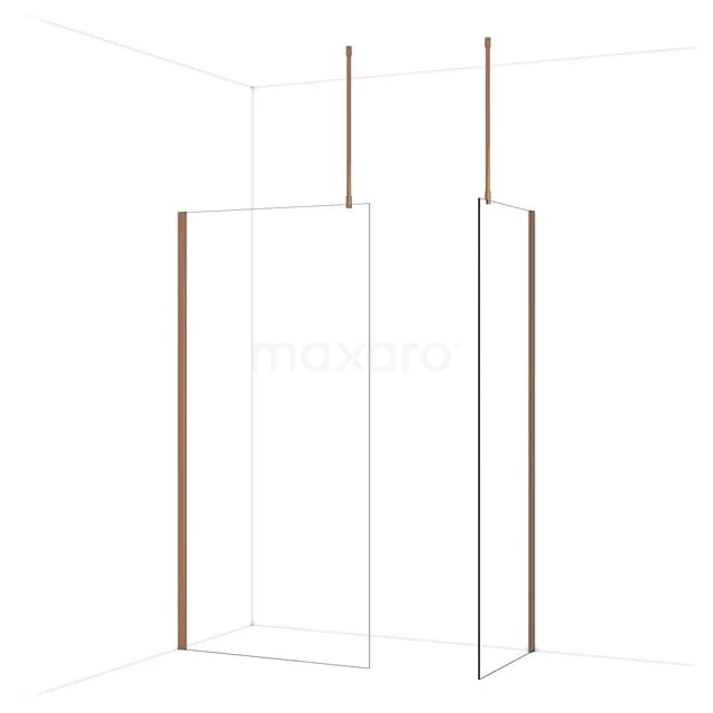 Diamond Walk-in shower | 100x70 cm Glanzend koper Clear glass 2 fixed walls IDB1007910GKP Diamond Walk-in shower | 100x70 cm Glanzend koper Clear glass 2 fixed walls IDB1007910GKP