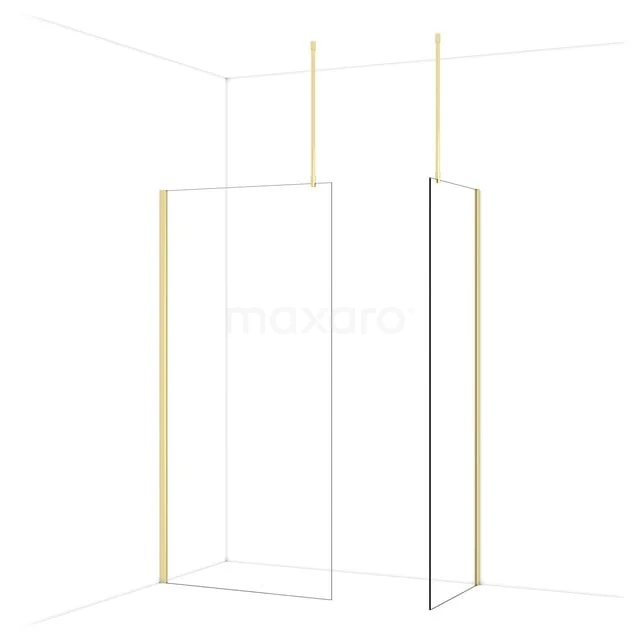 Diamond Walk-in shower | 100x70 cm Glanzend lichtgoud Clear glass 2 fixed walls IDB1007910GLG Diamond Walk-in shower | 100x70 cm Glanzend lichtgoud Clear glass 2 fixed walls IDB1007910GLG