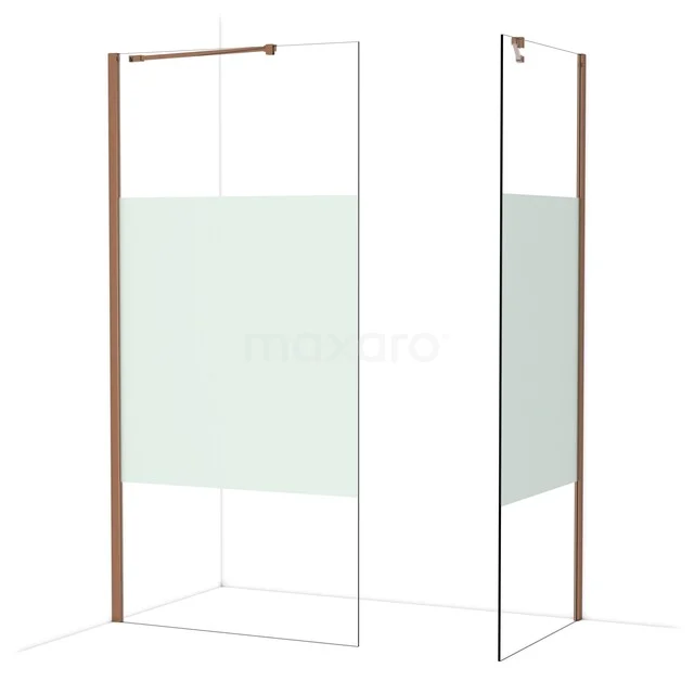 Diamond Walk-in shower | 100x80 cm Glanzend koper Clear with matt strip 2 fixed walls IDB1008413GKP Diamond Walk-in shower | 100x80 cm Glanzend koper Clear with matt strip 2 fixed walls IDB1008413GKP