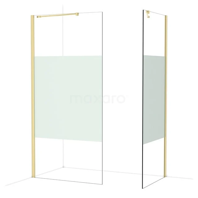 Diamond Inloopdouche | 100x80 cm Glanzend lichtgoud Helder met matte strook 2 vaste wanden IDB1008413GLG Diamond Inloopdouche | 100x80 cm Glanzend lichtgoud Helder met matte strook 2 vaste wanden IDB1008413GLG