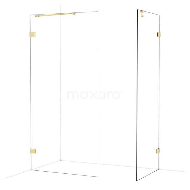 Diamond Walk-in shower | 100x80 cm Glanzend lichtgoud Clear glass 2 fixed walls IDB1008420GLG Diamond Walk-in shower | 100x80 cm Glanzend lichtgoud Clear glass 2 fixed walls IDB1008420GLG