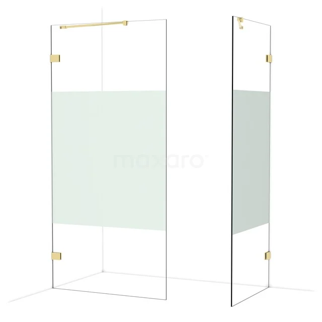 Diamond Walk-in shower | 100x80 cm Glanzend lichtgoud Clear with matt strip 2 fixed walls IDB1008423GLG Diamond Walk-in shower | 100x80 cm Glanzend lichtgoud Clear with matt strip 2 fixed walls IDB1008423GLG