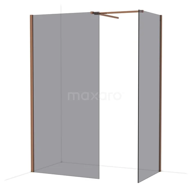 Diamond Inloopdouche | 100x80 cm Glanzend koper Rookglas 2 vaste wanden IDB1008511GKP Diamond Inloopdouche | 100x80 cm Glanzend koper Rookglas 2 vaste wanden IDB1008511GKP