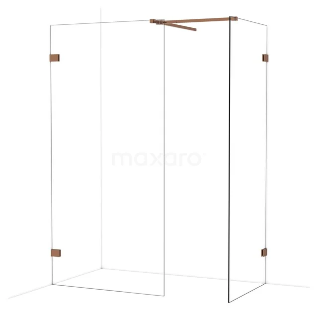 Diamond Walk-in shower | 100x80 cm Glanzend koper Clear glass 2 fixed walls IDB1008520GKP Diamond Walk-in shower | 100x80 cm Glanzend koper Clear glass 2 fixed walls IDB1008520GKP