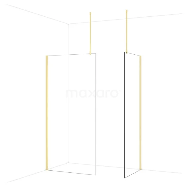 Diamond Walk-in shower | 100x80 cm Glanzend lichtgoud Clear glass 2 fixed walls IDB1008910GLG Diamond Walk-in shower | 100x80 cm Glanzend lichtgoud Clear glass 2 fixed walls IDB1008910GLG