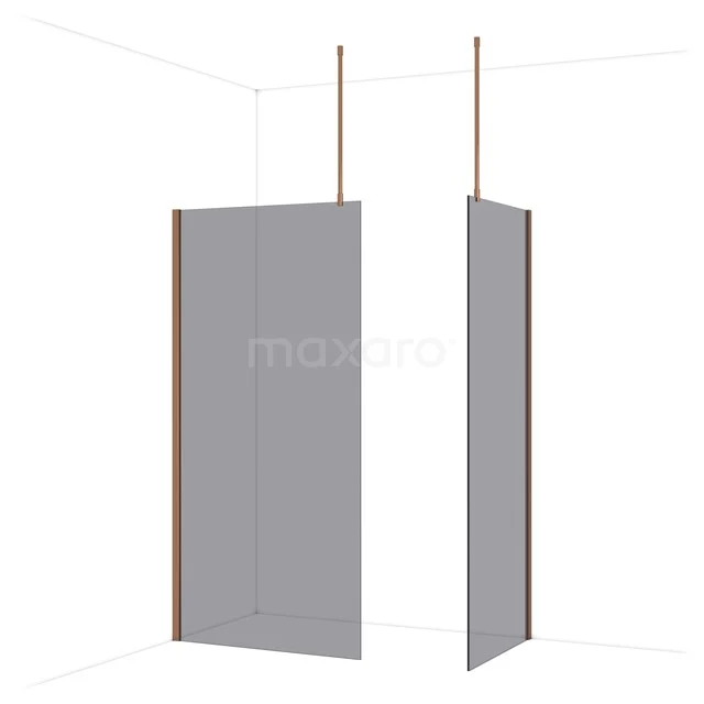 Minimalistische Duschwand in Grau Glas mit Matt Schwarz Rahmen, ideal als moderne Trennwand in einem geräumigen Badezimmer.