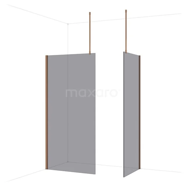 Diamond Inloopdouche | 100x80 cm Glanzend koper Rookglas 2 vaste wanden IDB1008911GKP Diamond Inloopdouche | 100x80 cm Glanzend koper Rookglas 2 vaste wanden IDB1008911GKP