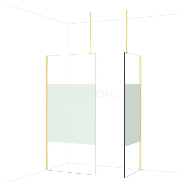 Diamond Inloopdouche | 100x80 cm Glanzend lichtgoud Helder met matte strook 2 vaste wanden IDB1008913GLG Diamond Inloopdouche | 100x80 cm Glanzend lichtgoud Helder met matte strook 2 vaste wanden IDB1008913GLG