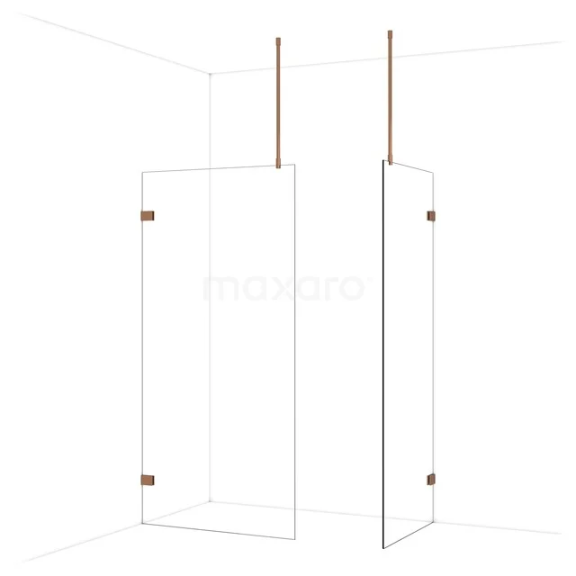 Diamond Inloopdouche | 100x80 cm Glanzend koper Helder glas 2 vaste wanden IDB1008920GKP Diamond Inloopdouche | 100x80 cm Glanzend koper Helder glas 2 vaste wanden IDB1008920GKP