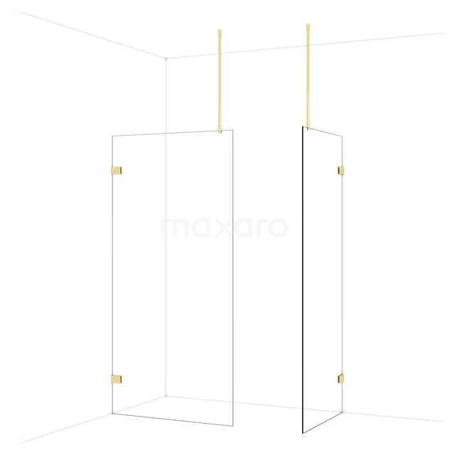 Diamond Walk-in shower | 100x80 cm Glanzend lichtgoud Clear glass 2 fixed walls IDB1008920GLG Diamond Walk-in shower | 100x80 cm Glanzend lichtgoud Clear glass 2 fixed walls IDB1008920GLG
