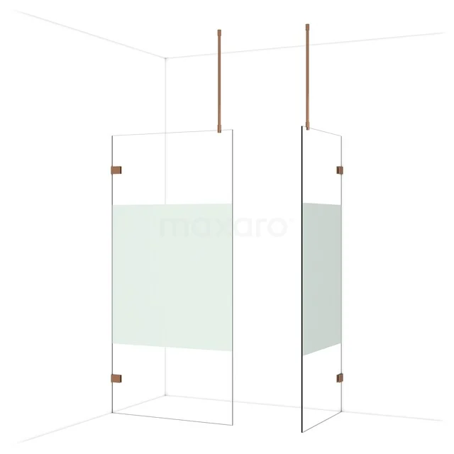 Diamond Inloopdouche | 100x80 cm Glanzend koper Helder met matte strook 2 vaste wanden IDB1008923GKP Diamond Inloopdouche | 100x80 cm Glanzend koper Helder met matte strook 2 vaste wanden IDB1008923GKP