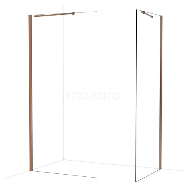 Diamond Walk-in shower | 100x90 cm Glanzend koper Clear glass 2 fixed walls IDB1009410GKP Diamond Walk-in shower | 100x90 cm Glanzend koper Clear glass 2 fixed walls IDB1009410GKP