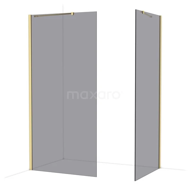 Diamond Walk-in shower | 100x90 cm Glanzend lichtgoud Smoke glass 2 fixed walls IDB1009411GLG Diamond Walk-in shower | 100x90 cm Glanzend lichtgoud Smoke glass 2 fixed walls IDB1009411GLG