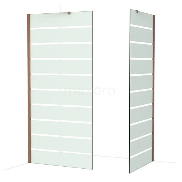 Diamond Inloopdouche | 100x90 cm Glanzend koper Helder met matte strepen 2 vaste wanden IDB1009416GKP Diamond Inloopdouche | 100x90 cm Glanzend koper Helder met matte strepen 2 vaste wanden IDB1009416GKP