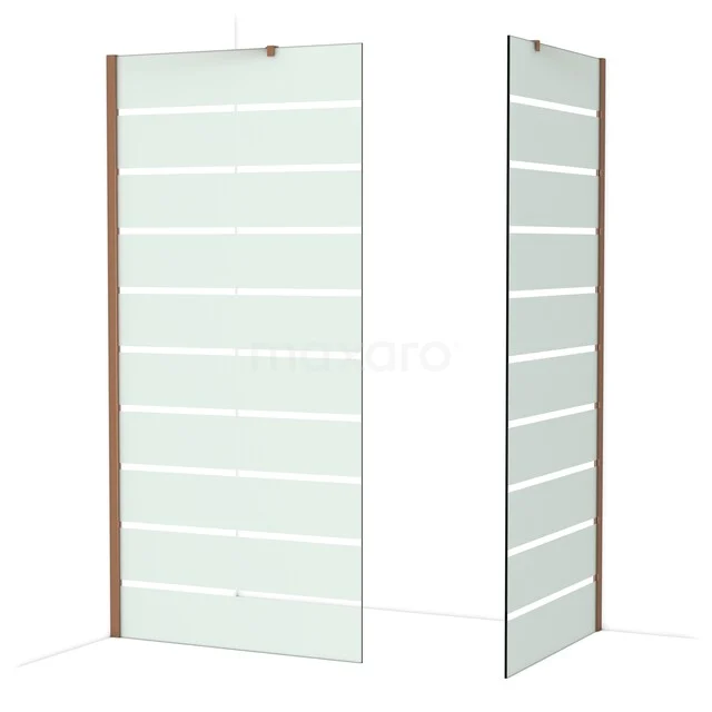 Diamond Walk-in shower | 100x90 cm Glanzend koper Clear with matt stripes 2 fixed walls IDB1009416GKP Diamond Walk-in shower | 100x90 cm Glanzend koper Clear with matt stripes 2 fixed walls IDB1009416GKP