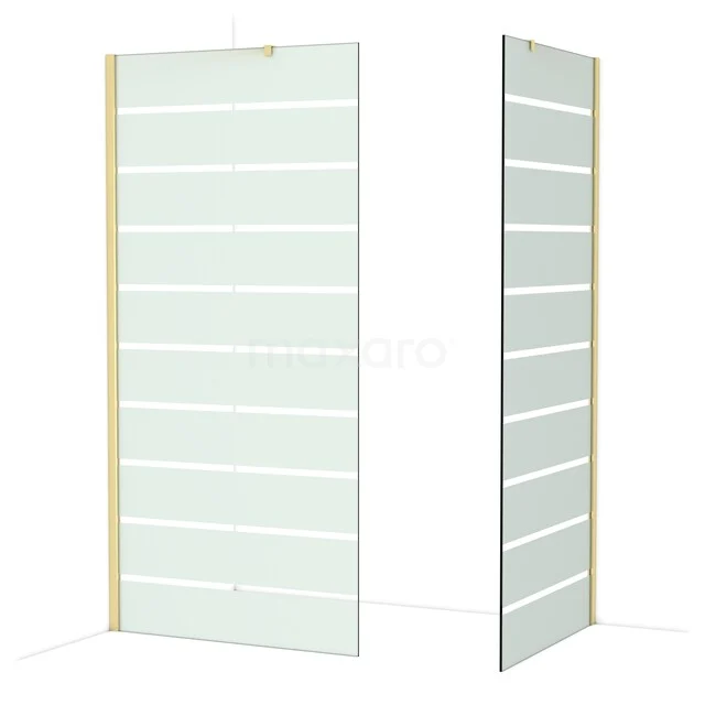 Diamond Inloopdouche | 100x90 cm Glanzend lichtgoud Helder met matte strepen 2 vaste wanden IDB1009416GLG Diamond Inloopdouche | 100x90 cm Glanzend lichtgoud Helder met matte strepen 2 vaste wanden IDB1009416GLG