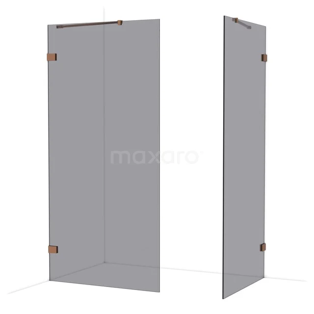 Diamond Walk-in shower | 100x90 cm Glanzend koper Smoke glass 2 fixed walls IDB1009421GKP Diamond Walk-in shower | 100x90 cm Glanzend koper Smoke glass 2 fixed walls IDB1009421GKP