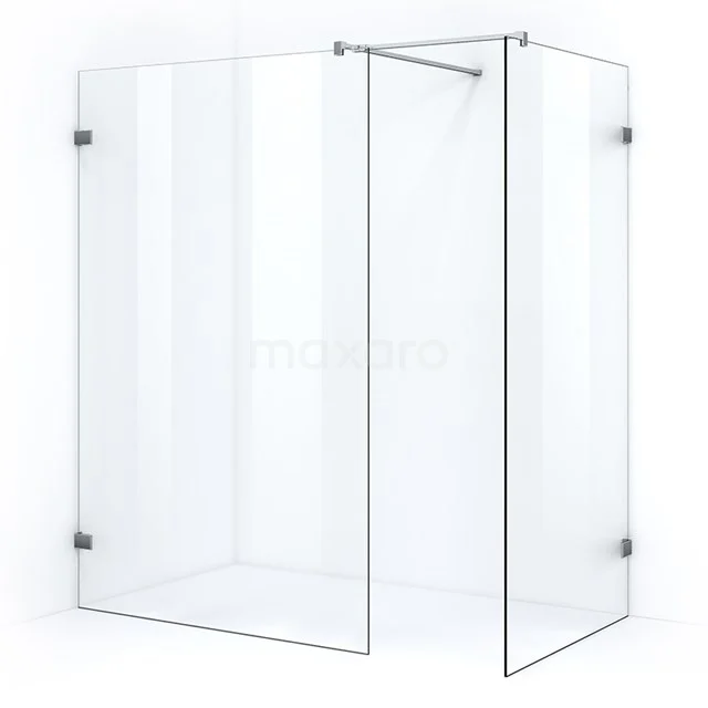 Quartz Walk-in shower | 130x90 cm Clear glass 2 fixed walls IQB1309500C Transparent walk-in shower made of clear glass, sleek design, including wall mounting; modern bathroom interior.