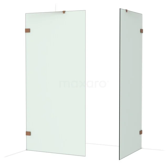 Diamond Inloopdouche | 100x90 cm Glanzend koper Matglas 2 vaste wanden IDB1009427GKP Diamond Inloopdouche | 100x90 cm Glanzend koper Matglas 2 vaste wanden IDB1009427GKP