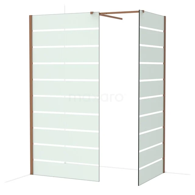 Douchewand van helder glas met houten accenten, moderne uitstraling en geschikt voor stijlvolle badkamerinrichting.