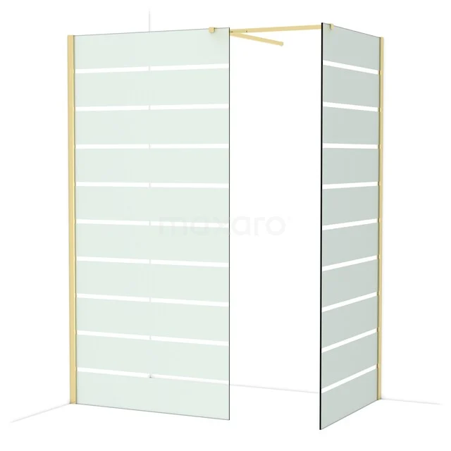 Diamond Inloopdouche | 100x90 cm Glanzend lichtgoud Helder met matte strepen 2 vaste wanden IDB1009516GLG Diamond Inloopdouche | 100x90 cm Glanzend lichtgoud Helder met matte strepen 2 vaste wanden IDB1009516GLG