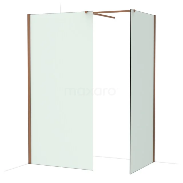 Douchewand met helder glas, mat zwarte profielen en hoekopstelling; moderne badkameraccessoire voor een stijlvolle uitstraling.