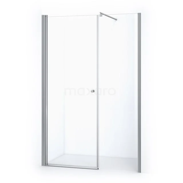 Glas Duschewand mit Drehtür, Klarglas und Aluminium Profile, ideal für moderne Bäder.